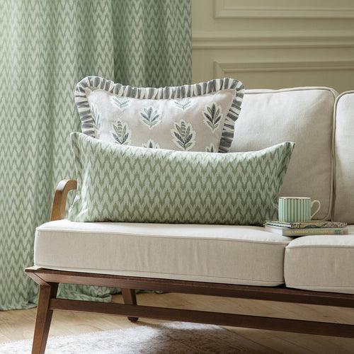  Green Cushions - Hutton Woven Jacquard Feather Rich Filled Cushion Sage Sanderson