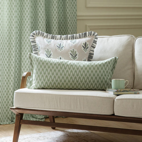 Green Cushions - Hutton Woven Jacquard Feather Rich Filled Cushion Sage Sanderson