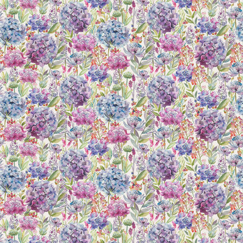 Floral Purple Fabric - Hydrangea Printed Cotton Fabric (By The Metre) Grape Voyage Maison
