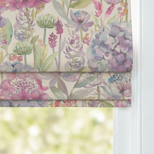 Floral Purple M2M - Hydrangea Printed Cotton Made to Measure Roman Blinds Cream Voyage Maison