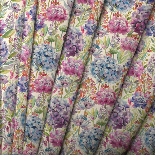 Floral Purple M2M - Hydrangea Printed Cotton Made to Measure Roman Blinds Cream Voyage Maison