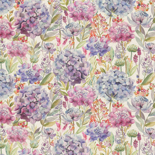 Floral Purple M2M - Hydrangea Printed Cotton Made to Measure Roman Blinds Cream Voyage Maison