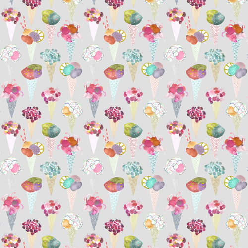 Abstract Pink Fabric - Ice Cream Printed Oil Cloth Fabric Pastel Voyage Maison
