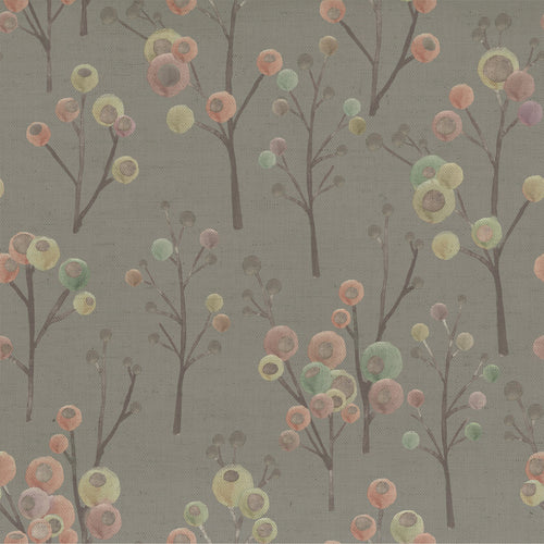 Floral Brown Fabric - Ichiyo Blossom Printed Cotton Fabric (By The Metre) Granite Voyage Maison