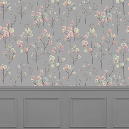 Floral Grey Wallpaper - Ichiyo Blossom  1.4m Wide Width Wallpaper (By The Metre) Granite Voyage Maison