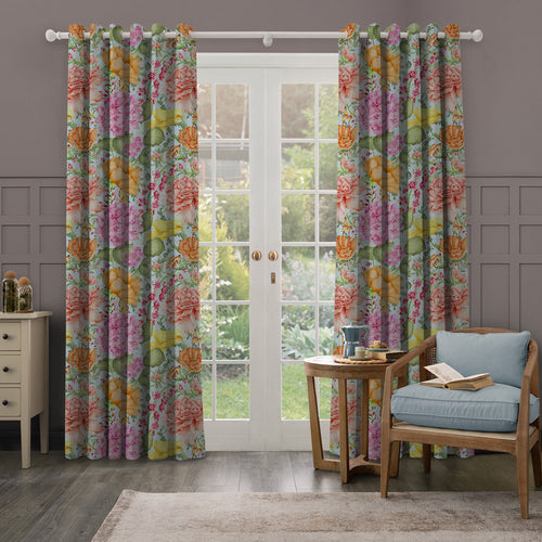 Floral Blue M2M - Idalia Printed Cotton Made to Measure Curtains Duck Egg Blue Voyage Maison