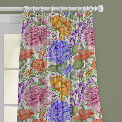 Floral Pink M2M - Idalia Printed Cotton Made to Measure Curtains Fuchsia Voyage Maison