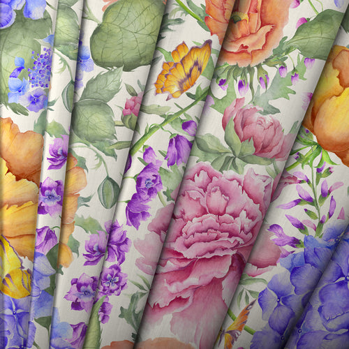 Floral Pink M2M - Idalia Printed Cotton Made to Measure Curtains Fuchsia Voyage Maison