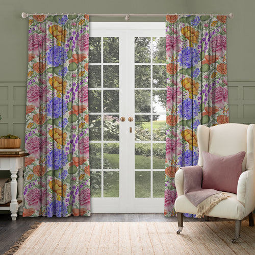 Floral Pink M2M - Idalia Printed Cotton Made to Measure Curtains Fuchsia Voyage Maison