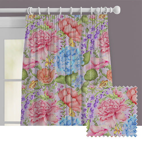 Floral Pink M2M - Idalia Printed Cotton Made to Measure Curtains Heather Voyage Maison