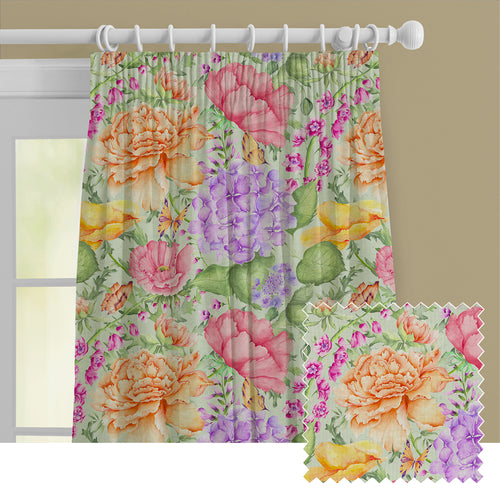 Floral Green M2M - Idalia Printed Cotton Made to Measure Curtains Sage Voyage Maison