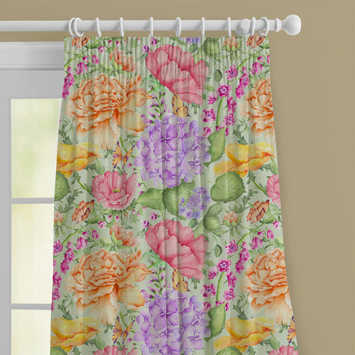 Floral Green M2M - Idalia Printed Cotton Made to Measure Curtains Sage Voyage Maison