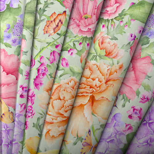 Floral Green M2M - Idalia Printed Cotton Made to Measure Curtains Sage Voyage Maison
