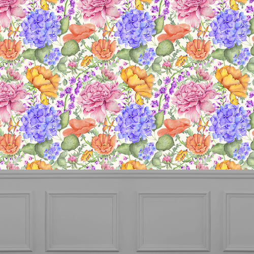 Floral Pink Wallpaper - Idalia  1.4m Wide Width Wallpaper (By The Metre) Fuchsia Voyage Maison