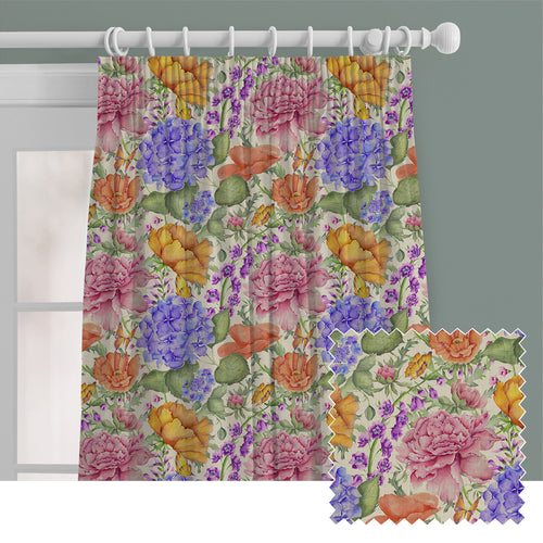 Floral Pink M2M - Idalia Mini Printed Cotton Made to Measure Curtains Fuchsia Voyage Maison