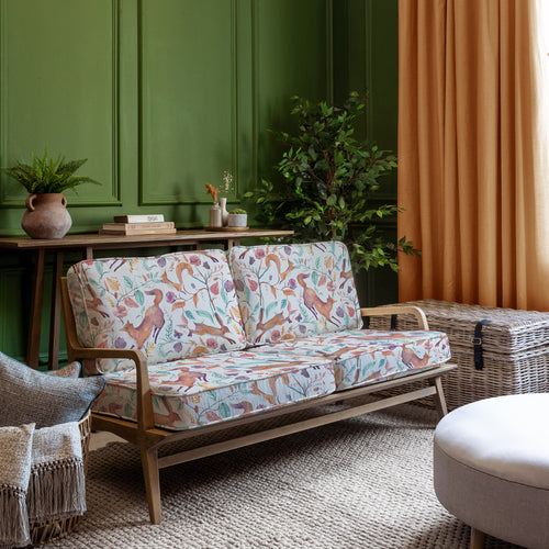 Animal Orange Furniture - Idris Leaping Into The Fauna 2-Seater Sofa Chair Linen Voyage Maison