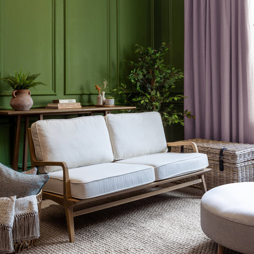 Plain Cream Furniture - Idris 2-Seater Sofa Chair Warm Wood Voyage Maison