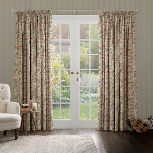 Ilinizas Printed Pencil Pleat Curtains Poppy/Natural
