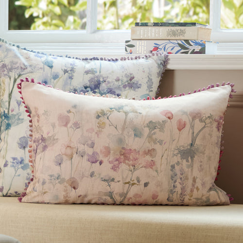 Floral Pink Cushions - Ilinizas Printed Rectangular Feather Filled Cushions Coral Voyage Maison