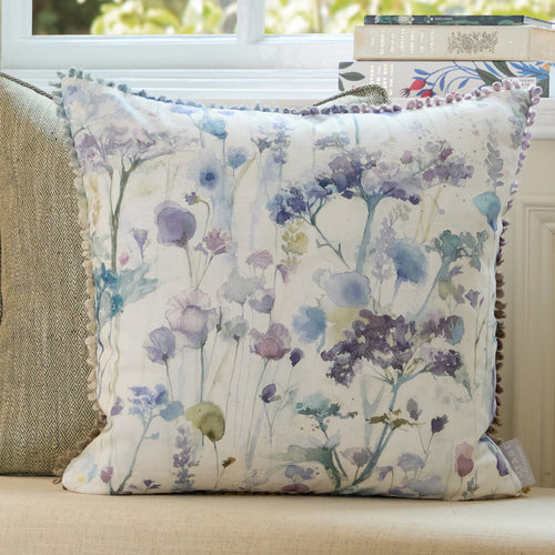 Floral Purple Cushions - Ilinizas Printed Square Feather Filled Cushions Violet Voyage Maison