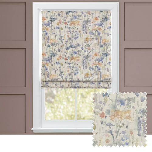 Floral Blue M2M - Ilinizas Printed Cotton Made to Measure Roman Blinds Clementine Natural Voyage Maison