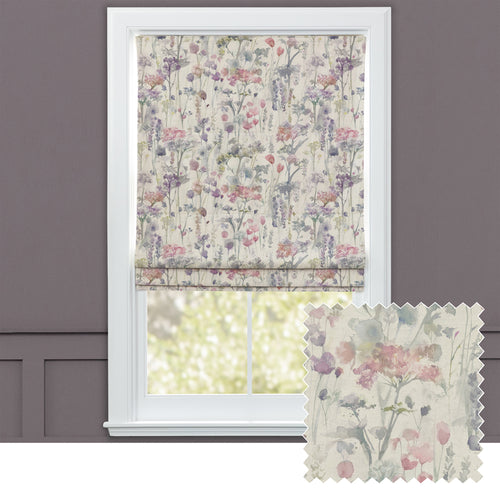 Floral Pink M2M - Ilinizas Printed Cotton Made to Measure Roman Blinds Coral Natural Voyage Maison