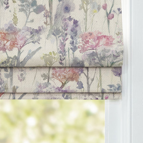 Floral Pink M2M - Ilinizas Printed Cotton Made to Measure Roman Blinds Coral Natural Voyage Maison