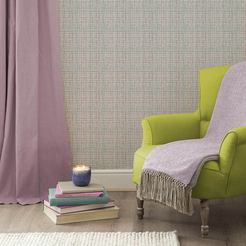 Abstract Purple Wallpaper - Indra  1.4m Wide Width Wallpaper (By The Metre) Heather Voyage Maison