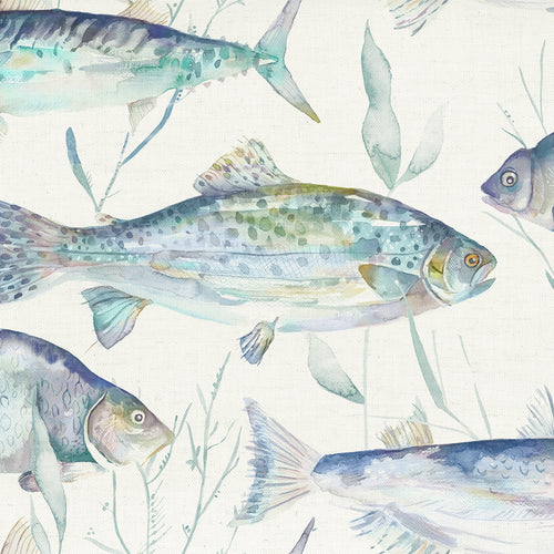 Animal Blue Fabric - Iveswaters Printed Cotton Fabric (By The Metre) Cobalt Voyage Maison