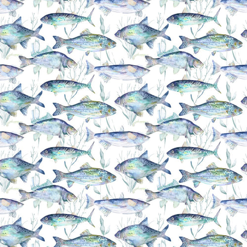Animal Blue Fabric - Iveswaters Printed Cotton Fabric (By The Metre) Cobalt Voyage Maison
