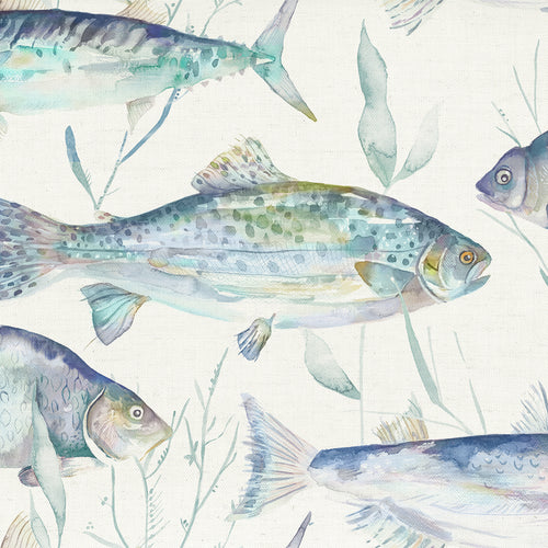 Samples - Ives Waters Printed Fabric Sample Swatch Cobalt Voyage Maison