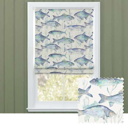 Animal Blue M2M - Iveswaters Printed Cotton Made to Measure Roman Blinds Cobalt Voyage Maison
