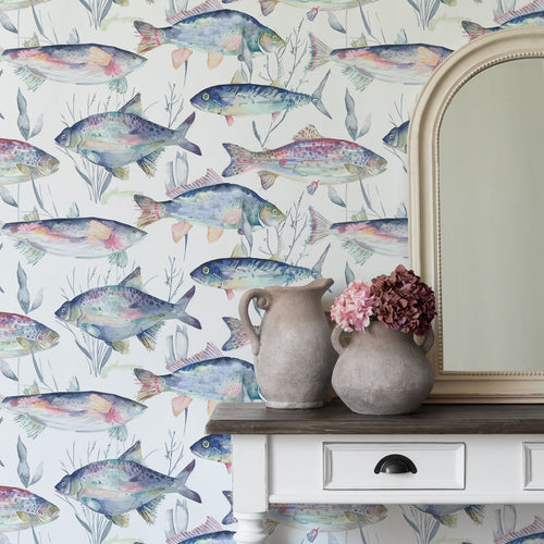 Animal Red Wallpaper - Ives Waters  1.4m Wide Width Wallpaper (By The Metre) Abalone Voyage Maison