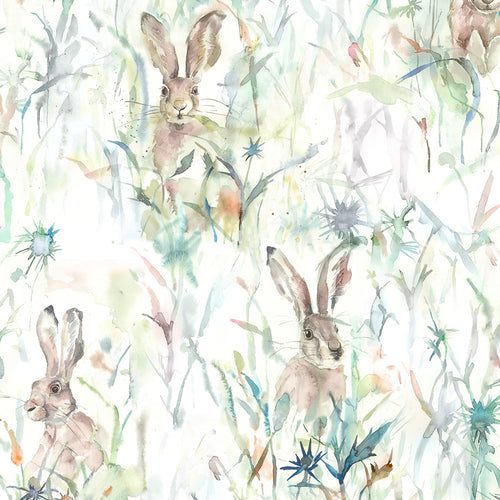  Samples - Jack Rabbit Printed Fabric Sample Swatch Cream Voyage Maison