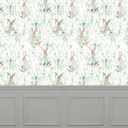 Animal Multi Wallpaper - Jack Rabbit  1.4m Wide Width Wallpaper (By The Metre) Fern Voyage Maison