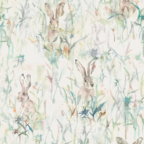 Animal Multi Wallpaper - Jack Rabbit  1.4m Wide Width Wallpaper (By The Metre) Fern Voyage Maison