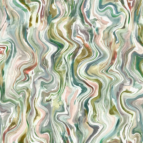 Abstract Green Fabric - Jasper Printed Fabric (By The Metre) Coral Voyage Maison