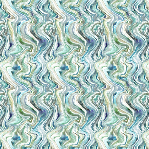 Abstract Blue Fabric - Jasper Printed Fabric (By The Metre) Sage Voyage Maison