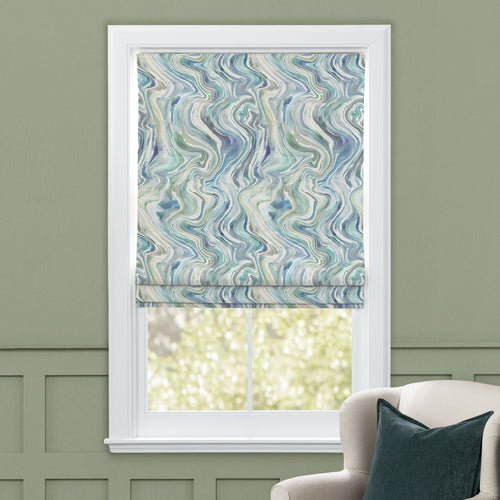 Abstract Blue M2M - Jasper Printed Made to Measure Roman Blinds Sage Voyage Maison