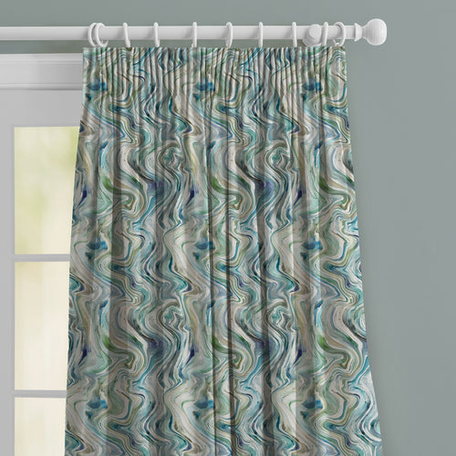 Abstract Blue M2M - Jasper Printed Made to Measure Curtains Sage Voyage Maison
