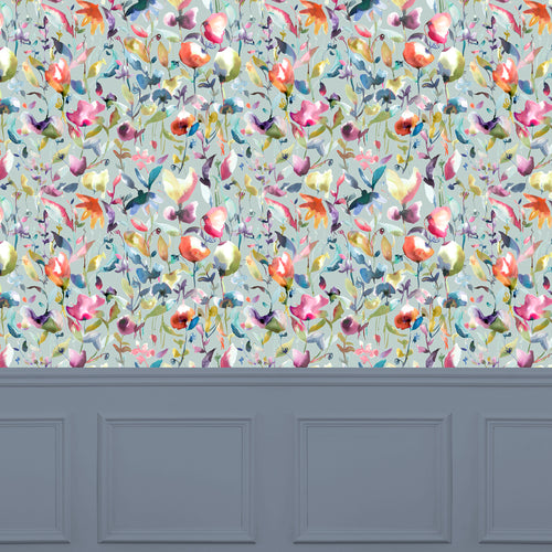Floral Blue Wallpaper - Jayin  1.4m Wide Width Wallpaper (By The Metre) Pacific Voyage Maison