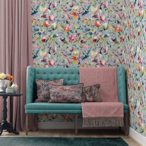 Floral Blue Wallpaper - Jayin  1.4m Wide Width Wallpaper (By The Metre) Pacific Voyage Maison