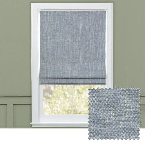 Plain Blue M2M - Jedburgh Textured Woven Made to Measure Roman Blinds Default Voyage Maison