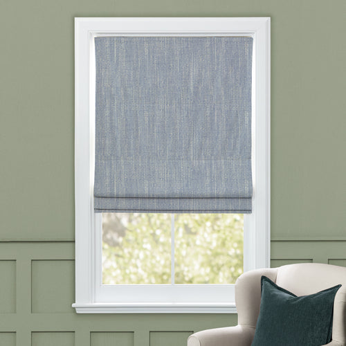 Plain Blue M2M - Jedburgh Textured Woven Made to Measure Roman Blinds Default Voyage Maison