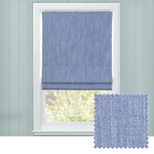 Plain Blue M2M - Jedburgh Textured Woven Made to Measure Roman Blinds Default Voyage Maison