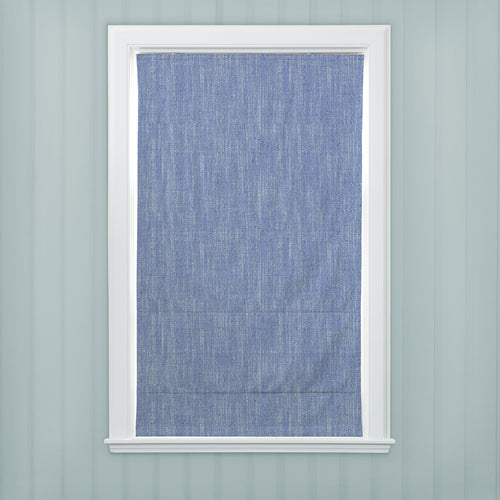 Plain Blue M2M - Jedburgh Textured Woven Made to Measure Roman Blinds Default Voyage Maison