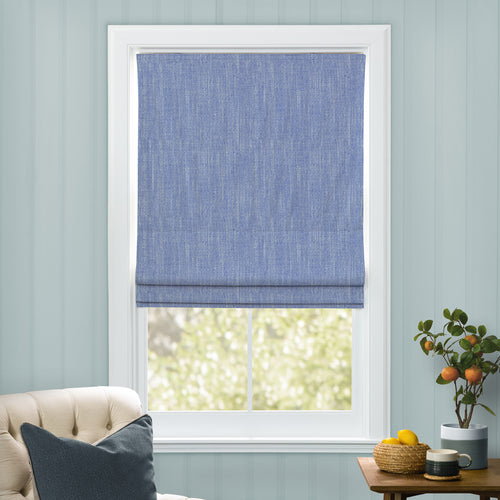 Plain Blue M2M - Jedburgh Textured Woven Made to Measure Roman Blinds Default Voyage Maison