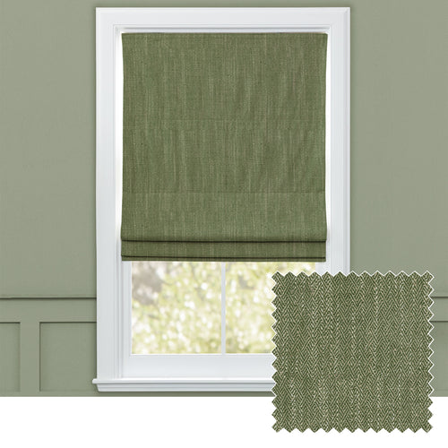 Plain Green M2M - Jedburgh Textured Woven Made to Measure Roman Blinds Default Voyage Maison