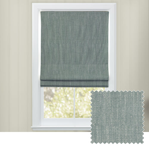 Plain Blue M2M - Jedburgh Textured Woven Made to Measure Roman Blinds Default Voyage Maison