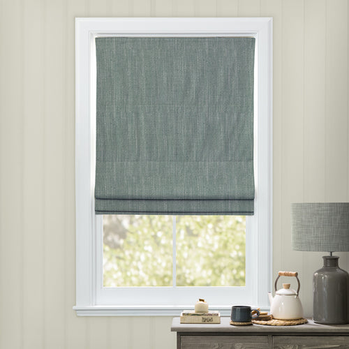 Plain Blue M2M - Jedburgh Textured Woven Made to Measure Roman Blinds Default Voyage Maison